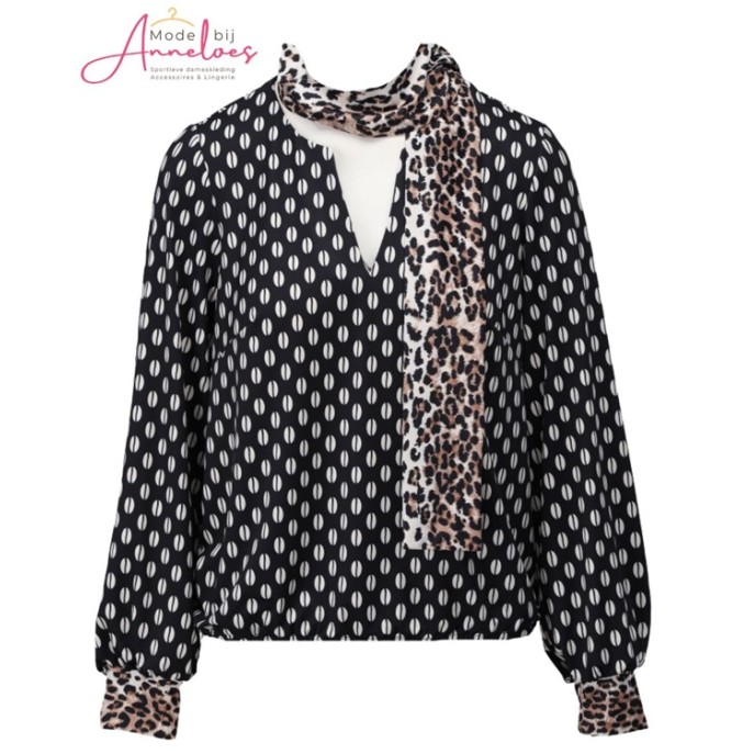 K-Design shirt B329 print Zwart wit